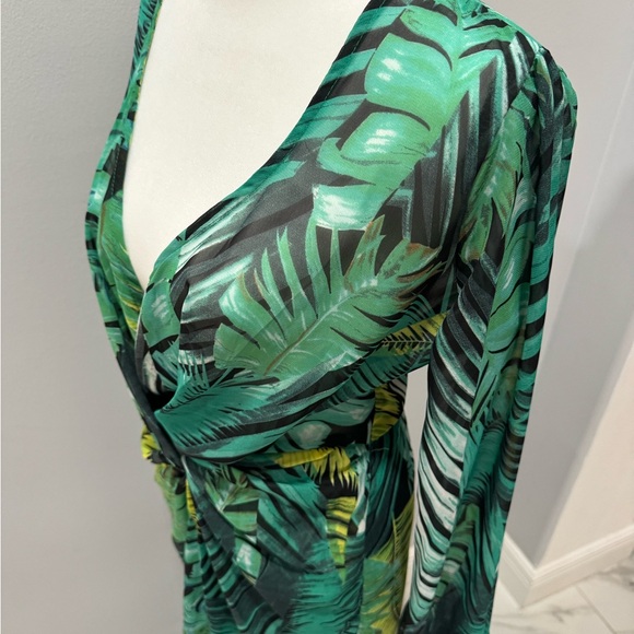 Leafy Green and Yellow Women's Swim Cover-Up - Picture 7 of 11